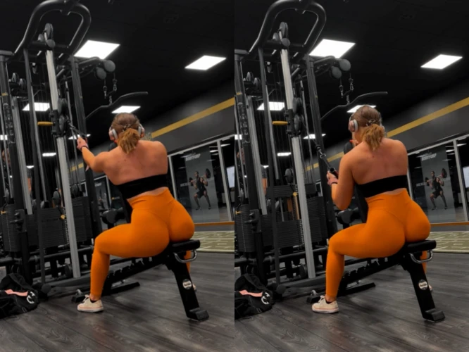 Exempel på single arm lat pulldown.