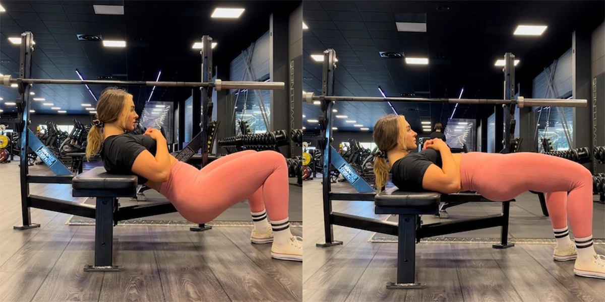 Exempelbild som visar flextion och extension i hipthrusts
