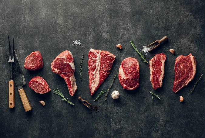 Olika typer av köttbitar